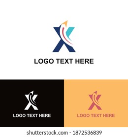Startseite X-Buchstaben, modernes Logo mit Pfeilebene für Logistik, Reise, Start-up-Vorlage Marke
