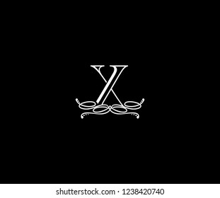 Initial X Letter Monogram Linear Vintage Ornate Victorian Logotype