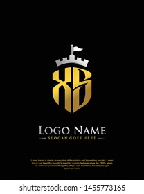 initial X letter with shield style logo template vector
