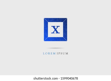 Initial X letter with square design template. vector illustration 