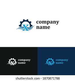 Initial x letter for swimming pools and aquatic venue repairing, setting and service company logo template