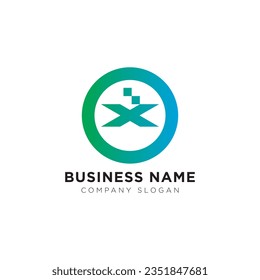 Logo-Design des Unternehmens mit anfänglichem X-Letter-Technologie