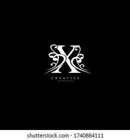 Initial X letter Unique attractive creative modern luxury beauty flourish ornament black white monogram logo. design vector logotype.