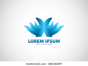 Initial X Letter Wing, Logo Template, Elegant Design, Resembling a flower.