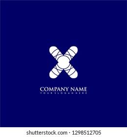 initial X logo letter with abstract circle lines pattern symbol design concept in blue background color