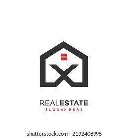 Initial X logo with real estate concept