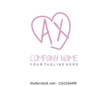 Initial A X with love logo template vector