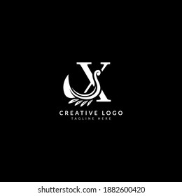 Initial X luxury logotype with flourish ornament. Typography for company and business logo.