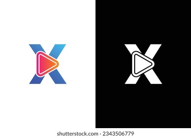 Initial X Media Logo, letter X with Play button, Usable for Brand and company Logos, Flat Design Logo Template, vector illustration