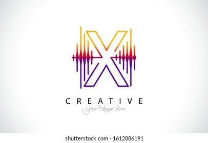 Initial X Modern Design Logo Concept. Creative Icon Logo with Sound Wave Vector Illustration.