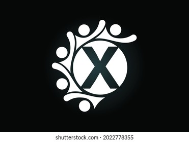 Initial X monogram alphabet with connecting people. Team, cooperation logo sign symbol. Font emblem. Logo for corporate business collaboration and great work