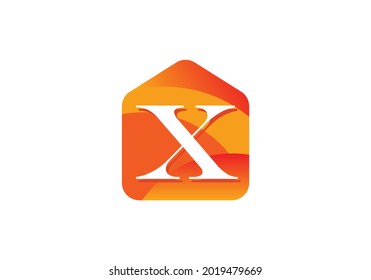 Initial X monogram alphabet with home logo concept. Modern vector logo for ecological business and company identity