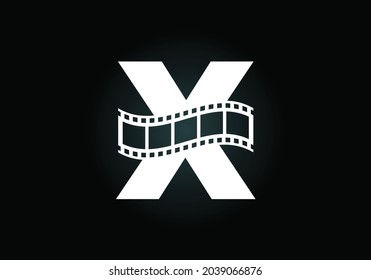 Initial X monogram alphabet incorporated with film reel. Video and movie logo concept. Font emblem. Logo for the entertainment business and company identity