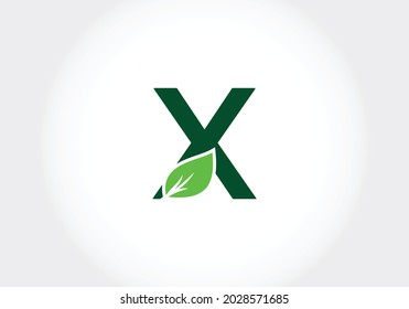 Alfabeto monograma X inicial con hojas. El concepto de logotipo ecológico. Logo vectorial moderno para negocios ecológicos e identidad empresarial