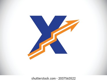 Initial X monogram alphabet symbol design incorporated with the arrow. Financial or success logo concept. Font emblem. Logo for business and company identity