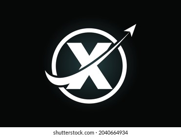 Diseño inicial del símbolo del alfabeto monograma X incorporado con la flecha. Concepto de logotipo financiero o de éxito. emblema de letra. Logotipo de la identidad comercial y de empresa de contabilidad