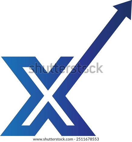 Initial X monogram alphabet symbol design incorporated with the arrow. Financial Logo.