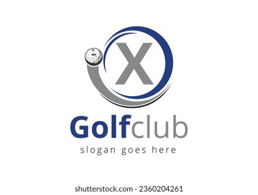 Alfabeto de monograma X inicial con plantilla de diseño de logotipo de Golf de 6. Signo de la Academia Deportiva de Hockey, Símbolo de club. el negocio y la identidad de la empresa.