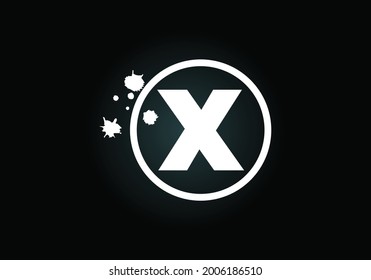 Initial X monogram letter alphabet in a circle with brush splash. Font emblem. Modern vector logo design for painting business and company identity. 