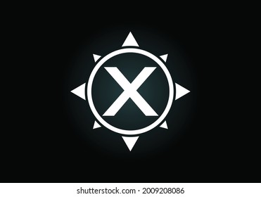Initial X monogram letter alphabet in a compass. Font emblem. Compass logo sign symbol. Modern vector logo design for business and company identity.