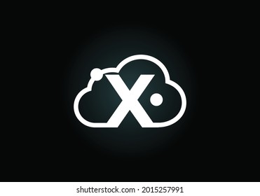 Alfabeto de monograma X inicial con la nube. Logo del servicio de proveedor de servicios de computación en nube. Diseño de logotipo vectorial de tecnología en la nube moderna para empresas e identidad empresarial.