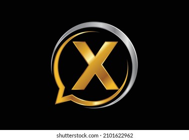 Initial X monogram letter alphabet with a bubble chat icon. Talking, chatting logo concept. Modern logo design for a consultancy business, and company identity.