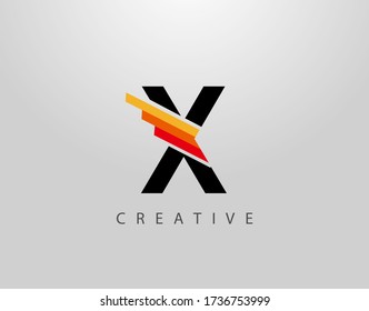 Initial X Monogram Logo. Abstract Wing and Strip X letter Icon