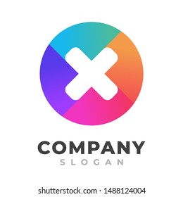 initial x on circle logo template for your company with modern vibrant colorful style