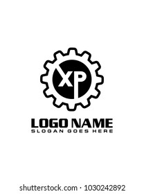 Initial X & P gear logo template vector