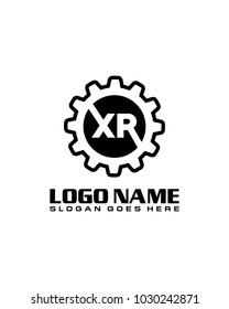 Initial X & R gear logo template vector