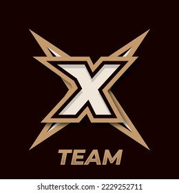 Initial X simple esport logo design element, gamer logo, star icon, sword gamer, shuriken logo
