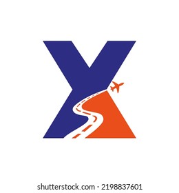 Initial X Travel Logo Design Based Alphabet Airplane Concept Vector Template