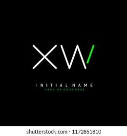 Initial X W minimalist modern logo identity vector