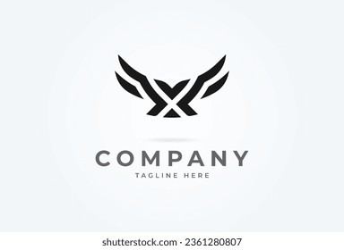 Initial X Wing logo. Modern letter X forming abstract bird. Flat Design LogoTemplate. vector illustration