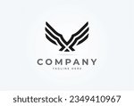 Initial X Wing logo. monogram logo design combination of letters X  forming abstract bird. Flat Vector Logo Design Template. vector illustration