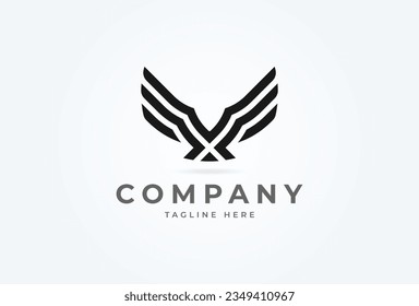 Initial X Wing logo. monogram logo design combination of letters X  forming abstract bird. Flat Vector Logo Design Template. vector illustration