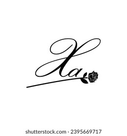 Ursprüngliche XA-Handschrift Blumentypografie Ornament modern