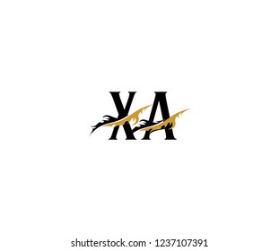 Initial XA Letter with Luxury Swoosh Flame Organic Feather Wings Logotype