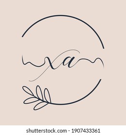 Initial XA logo Handwriting floral and botanical vector