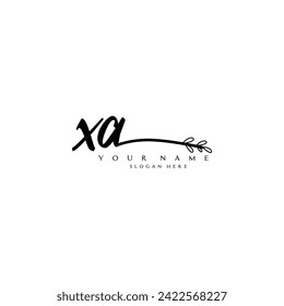 Initial XA logo handwriting floral typography ornament