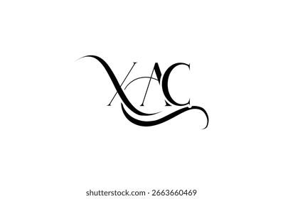 Ursprüngliches Logo-Design für XAC-Buchstaben. Elegantes Monogramm-Logo-Design mit dekorativen Elementen und Typografie