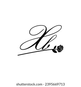 Initial XB handwriting flower typography ornament modern