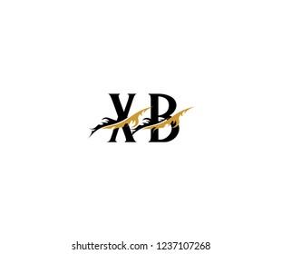 Initial XB Letter with Luxury Swoosh Flame Organic Feather Wings Logotype