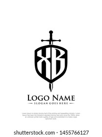 initial XB letter with shield style logo template vector