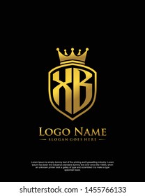 initial XB letter with shield style logo template vector