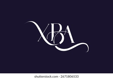 Diseño inicial del logotipo de la letra XBA. Diseño elegante del logotipo del monograma con los Elementos decorativos y la tipografía