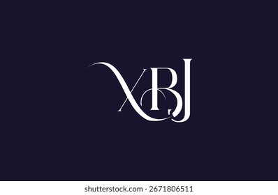 Diseño inicial del logotipo de la letra XBJ. Diseño elegante del logotipo del monograma con los Elementos decorativos y la tipografía