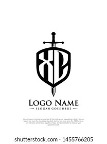 initial XC letter with shield style logo template vector