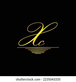 Ursprüngliches XC-Logo Unterschrift mit elegantem Goldene Element
