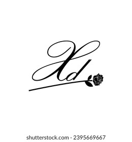 Ornamento de tipografía de flores de escritura XD inicial moderno